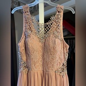 City Studio Lace Applique Maxi Dress in Dusty Rose